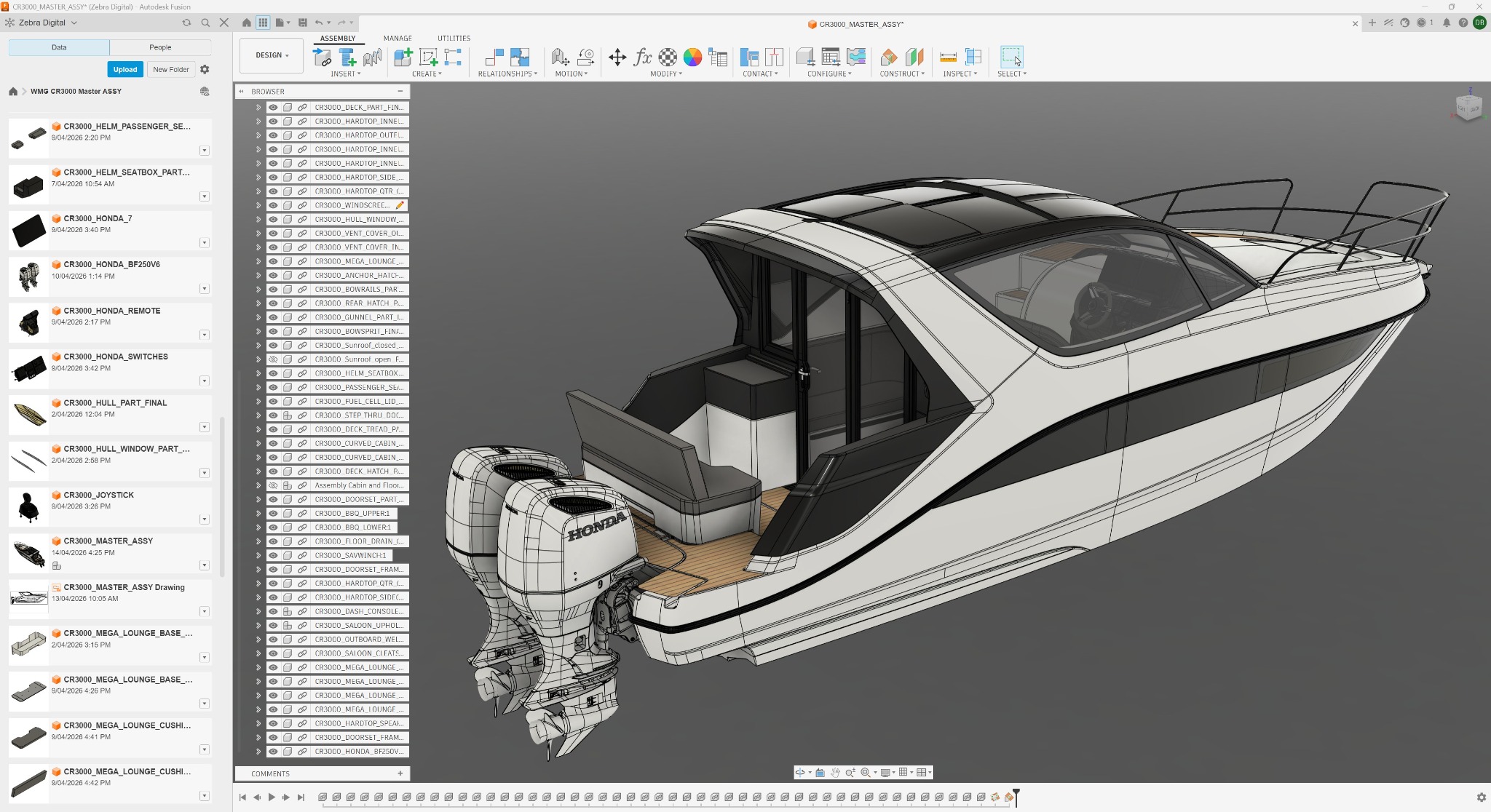 Fusion 360 assembly model of a production marine product